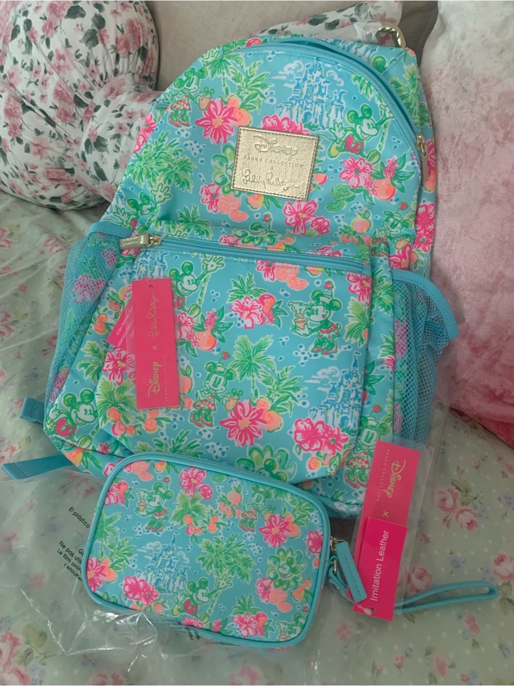 Lilly Pulitzer- Lilly loves Disney SET! Backpack and wristlet. Rare and Both NWT